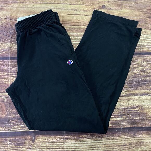 Champion Sweatpants Mens Medium Black Elastic Waist Drawstring Open Bottom - Picture 1 of 7